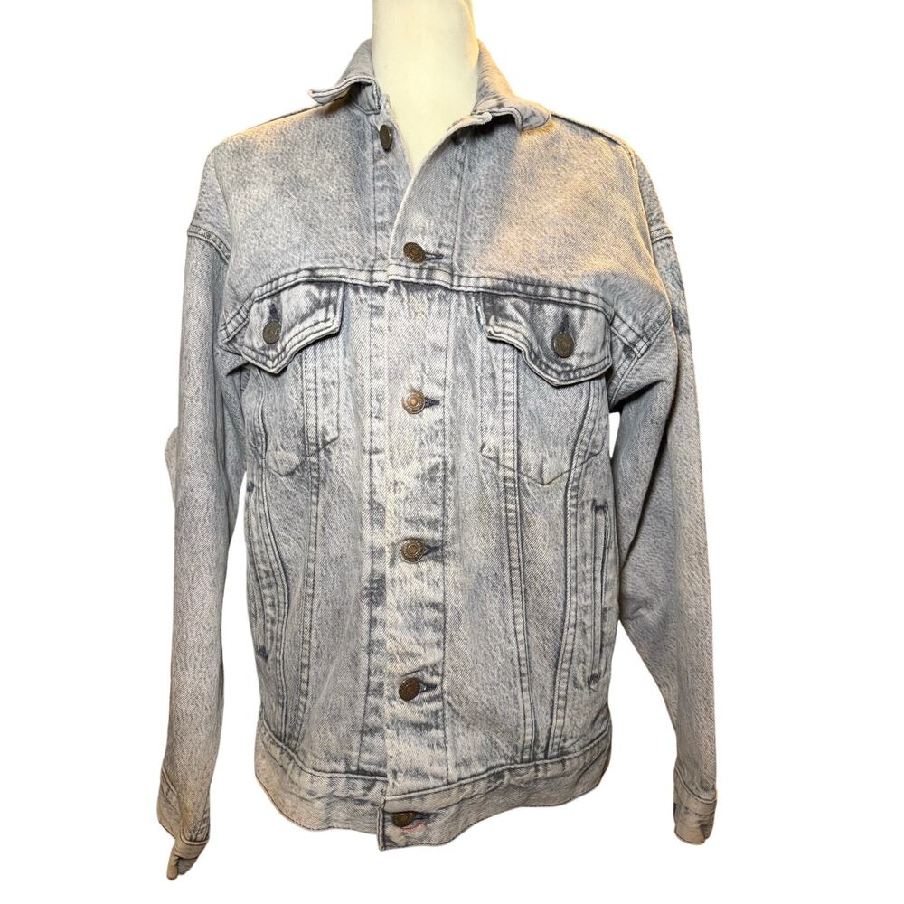Levi Strauss Vintage Acid Wash Denim Jacket, Light Wash Grunge Retro, Unisex